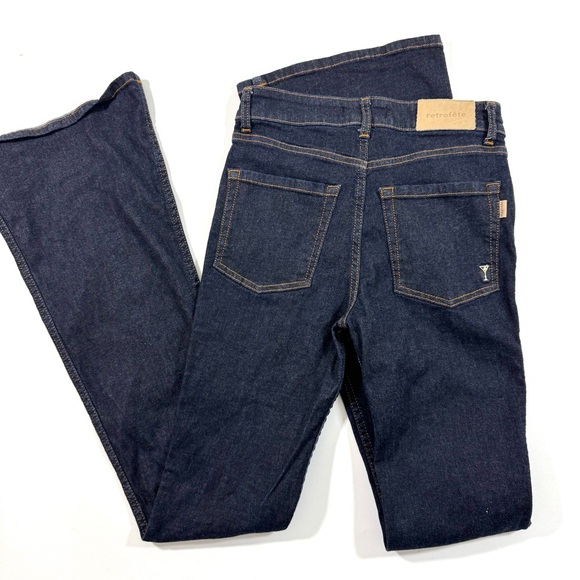 Retrofete High Rise Flare Jeans Size 25 Dark Wash - Picture 1 of 9